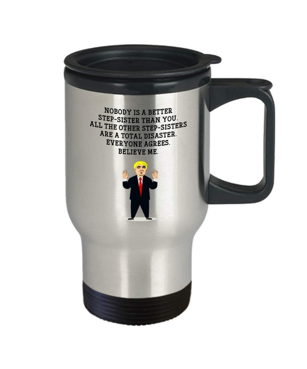 Spreadpassion Funny Stepsister Trump Head Travel Mug - Donald Trump Insulated Tumbler - Stepsister Gifts Idea