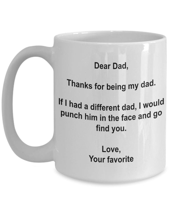 spreadpassion Funny Vatertag Geschenke – I 'd Punch Another Dad in das Gesicht Kaffee Tasse – Gag Geschenk Tasse aus Ihrer Lieblings-Kind 15oz Variant sold out or unavailable