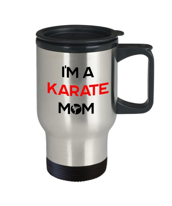 Spreadpassion Karate Mom Travel Mug - Funny Tea Hot Cocoa Coffee Insulated Tumbler Cup - Novelty Birthday Christmas Anniversary Gag Gifts Idea