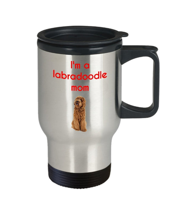 Spreadpassion Labradoodle Mom Travel Mug – Dog Lover Gift - Funny Tea Hot Cocoa Coffee Cup - Novelty Birthday Christmas Anniversary Gag Gifts Idea