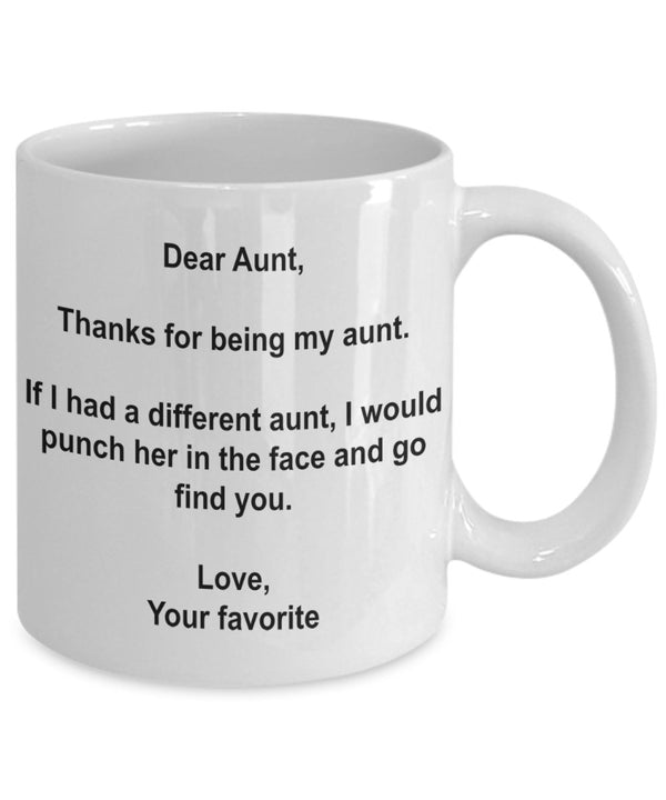Spreadpassion Lustige Tante Geschenke – I'd Punch Another Aunt In The Face Kaffeetasse – Gag Geschenk Tasse Von Ihrem Lieblingskind Weiß Variant Sold Out Or Unavailable
