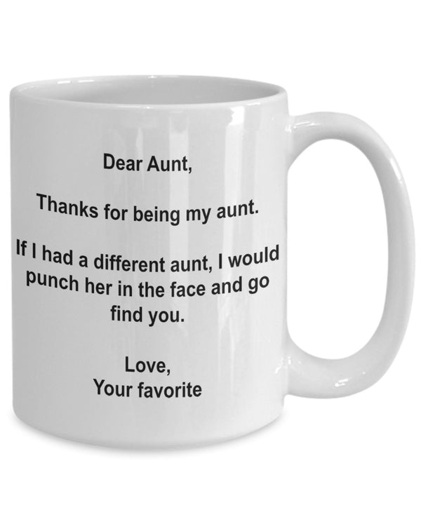 Spreadpassion Lustige Tante Geschenke – I'd Punch Another Aunt In The Face Kaffeetasse – Gag Geschenk Tasse Von Ihrem Lieblingskind Weiß Variant Sold Out Or Unavailable