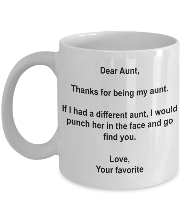 spreadpassion Lustige Tante Geschenke – I'd Punch Another Aunt In The Face Kaffeetasse – Gag Geschenk Tasse von Ihrem Lieblingskind Weiß Variant sold out or unavailable