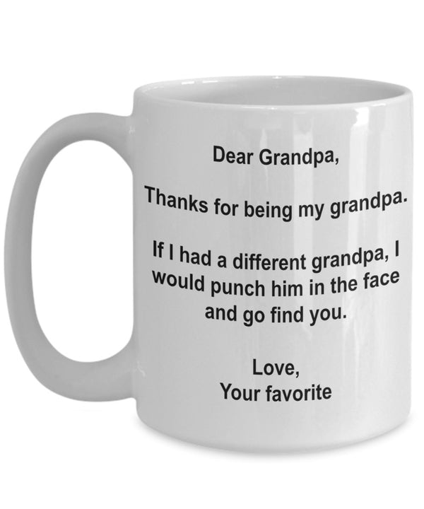 Spreadpassion Lustige Tasse Mit Aufschrift „I'd Punch Another Grandpa In The Face“ Weiß Variant Sold Out Or Unavailable