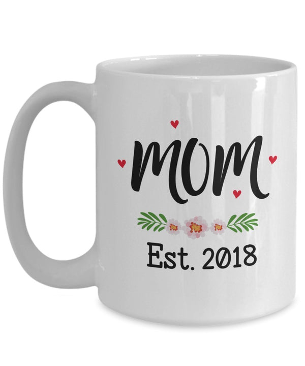 Spreadpassion Mutter Est. Tasse Für 2018 – Schwangerschaft Ankündigung Geschenk – Future Moms Becher – Lustige Tee Heiße Kakao Kaffeetasse – Neuheit Geburtstag Weihnachten Jahrestag Gag Geschenke Weiß Variant Sold Ou