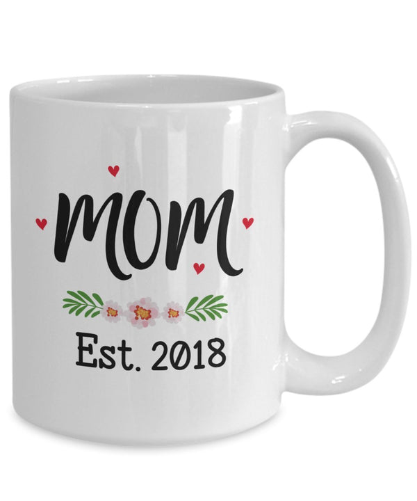 Spreadpassion Mutter Est. Tasse Für 2018 – Schwangerschaft Ankündigung Geschenk – Future Moms Becher – Lustige Tee Heiße Kakao Kaffeetasse – Neuheit Geburtstag Weihnachten Jahrestag Gag Geschenke Weiß Variant Sold Ou