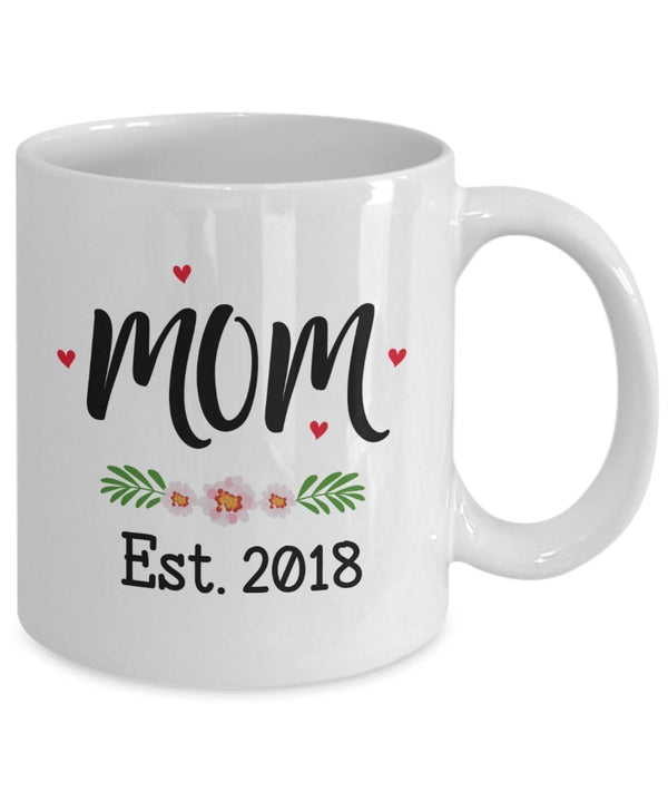 Spreadpassion Mutter Est. Tasse Für 2018 – Schwangerschaft Ankündigung Geschenk – Future Moms Becher – Lustige Tee Heiße Kakao Kaffeetasse – Neuheit Geburtstag Weihnachten Jahrestag Gag Geschenke Weiß Variant Sold Ou