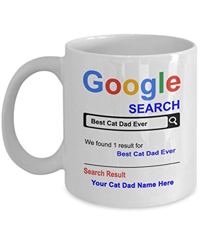 Spreadpassion Personalized Cat Dad Mug - Best Cat Dad Ever Coffee Cup - Customized Name Cat Dad Gifts - Gift For Cat Dad - Thank You Basket Gifts For Christmas Birthday Anniversary