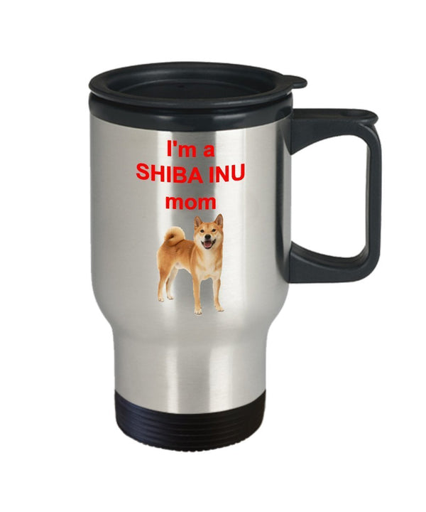Spreadpassion Shiba Inu Mom Travel Mug – I’m A Shiba Inu Mom - Funny Tea Hot Cocoa Coffee Insulated Tumbler - Novelty Birthday Christmas Anniversary Gag Gifts Idea