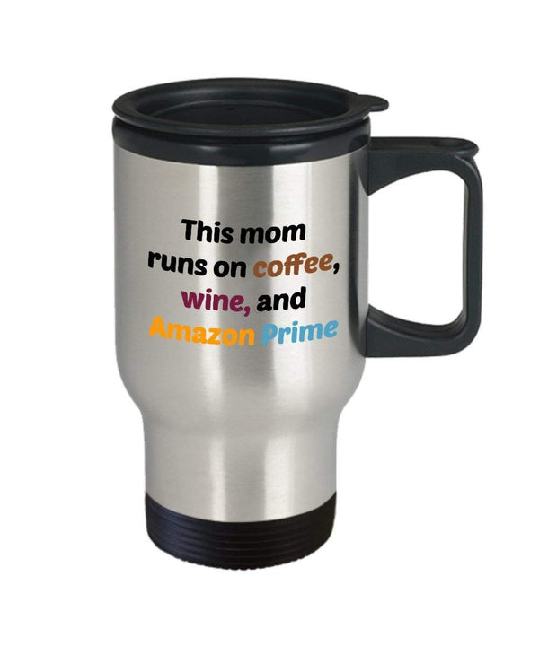 Spreadpassion Tazza Con Scritta In Lingua Inglese “This Mom Runs On Coffee Wine And Amazon Prime” Divertente Tazza Per Tè Caldo E Cacao Idea Regalo Per Compleanno Natale Anniversario