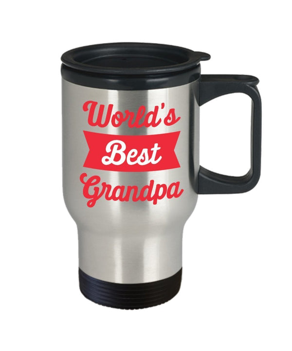Spreadpassion World’s Best Grandpa Travel Mug - Funny Tea Hot Cocoa Coffee Insulated Tumbler Cup - Novelty Birthday Christmas Anniversary Gag Gifts Idea