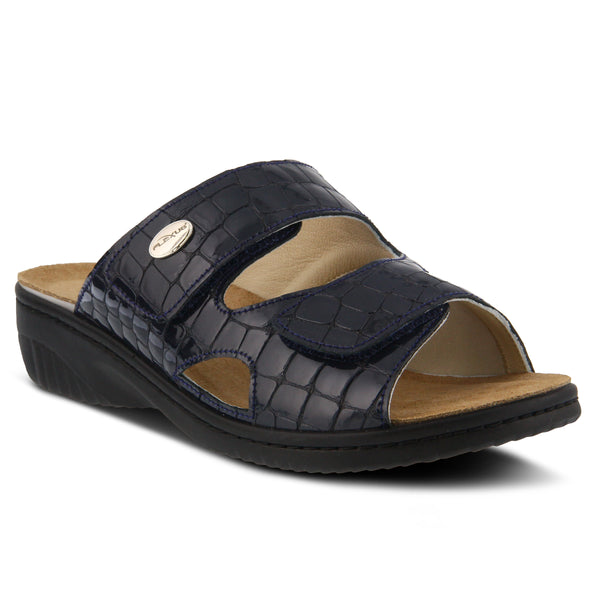 spring step FLEXUS ALMERIA SLIDE SANDAL NAVY PATENT
