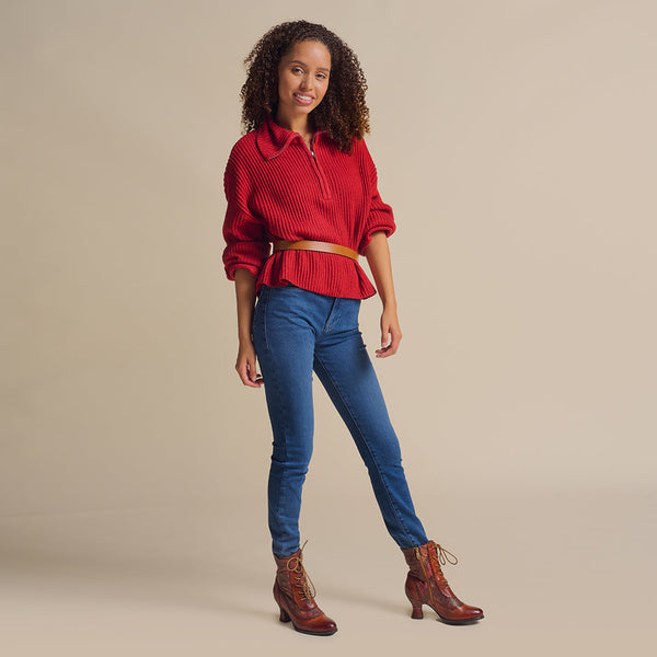 Spring Step L'ARTISTE BEWITCH-FLORAL BOOTIE BROWN MULTI