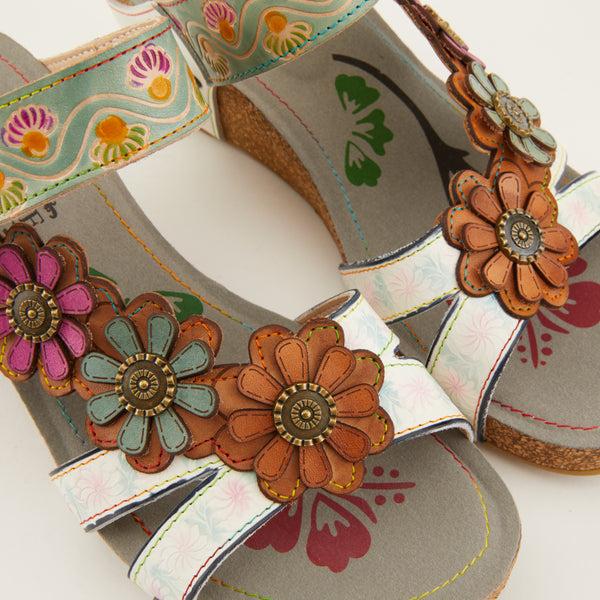 Spring Step L'ARTISTE DELIGHT SLIDE SANDALS YELLOW MULTI