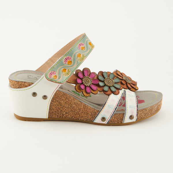 Spring Step L'ARTISTE DELIGHT SLIDE SANDALS YELLOW MULTI