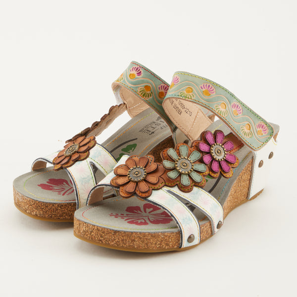 spring step L'ARTISTE DELIGHT SLIDE SANDALS YELLOW MULTI