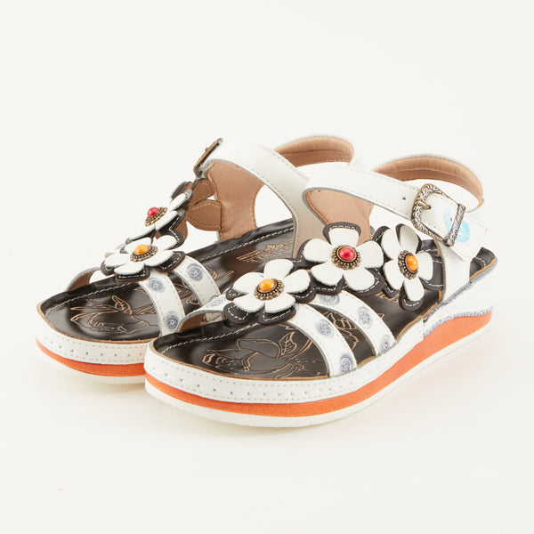 spring step L'ARTISTE GOODIE ANKLE STRAP SANDAL WHITE