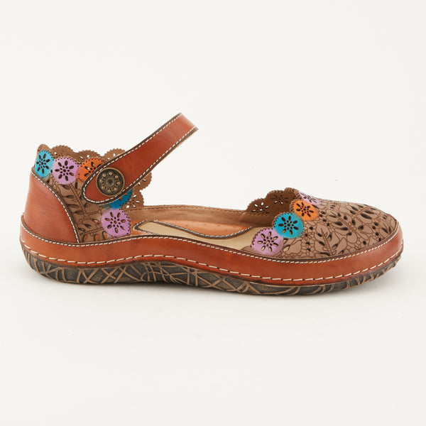 Spring Step L'ARTISTE KYSANDRA-FLEUR MARY JANE SHOES TAN MULTI