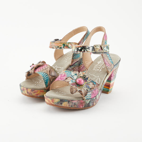 spring step L'ARTISTE LEILANIE SLINGBACK SANDALS TAN MULTI