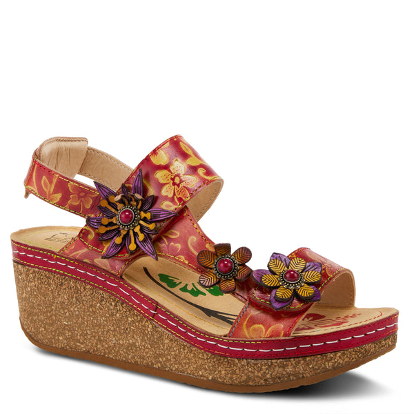 spring step L'ARTISTE PICKFORD BACK STRAP SANDALS RED MULTI