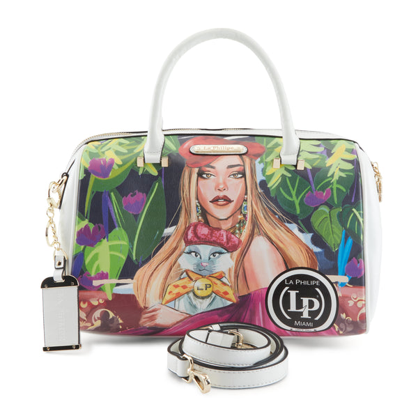 spring step LA PHILIPE LP1020-17 BLOOMING GARDEN HANDBAG-CLASSIC WHITE