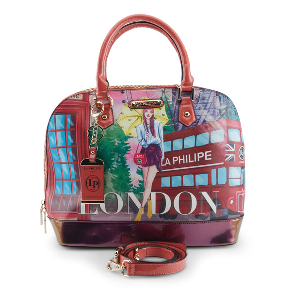 spring step LA PHILIPE LP1027-11 UMBRELLA IN LONDON HANDBAG-OVAL WHITE