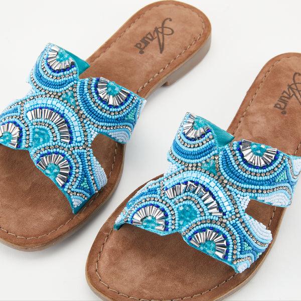 Spring Step AZURA GEORGYS SLIDE SANDALS BLUE MULTI