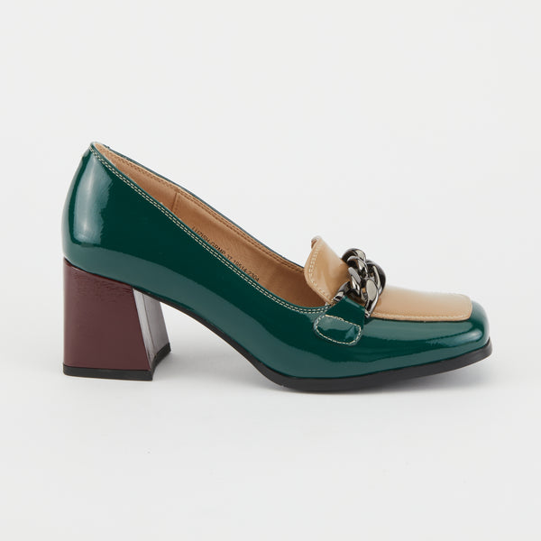 Spring Step AZURA LUZISH PUMP GREEN MULTI PATENT