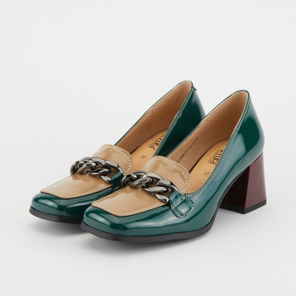 spring step AZURA LUZISH PUMP GREEN MULTI PATENT