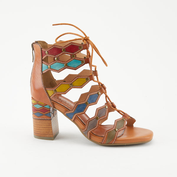 Spring Step L'ARTISTE ARTDECO SANDALS CAMEL MULTI