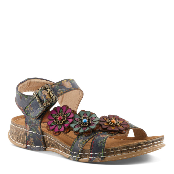 spring step L'ARTISTE OFFCENTER SANDALS NAVY MULTI