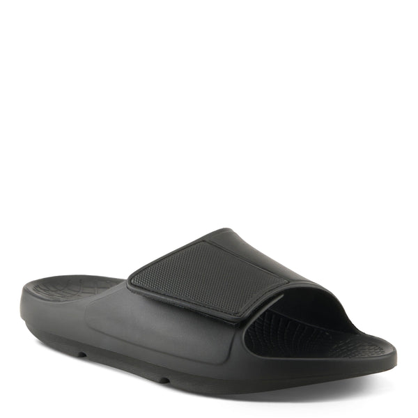 spring step SPRING STEP MEN DAVIDSON SLIDE SANDALS BLACK