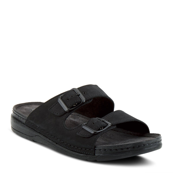 spring step SPRING STEP MEN OZZIE MEN'S SLIDE SANDAL BLACK NUBUCK
