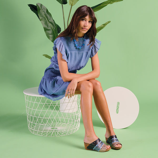 Spring Step SPRING STEP FOOTY SANDAL BLUE MULTI