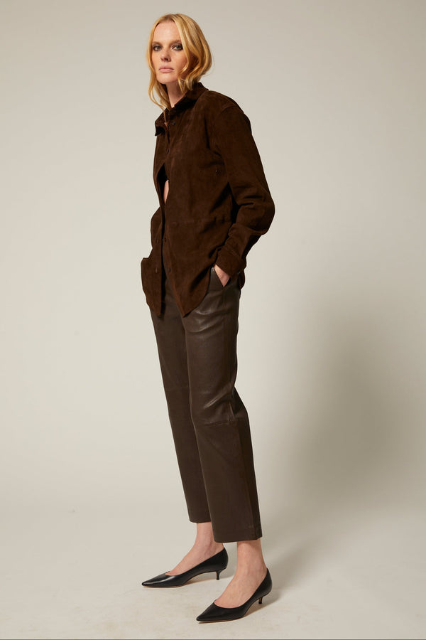 Sprwmn Americano Leather Cropped Trousers Americano