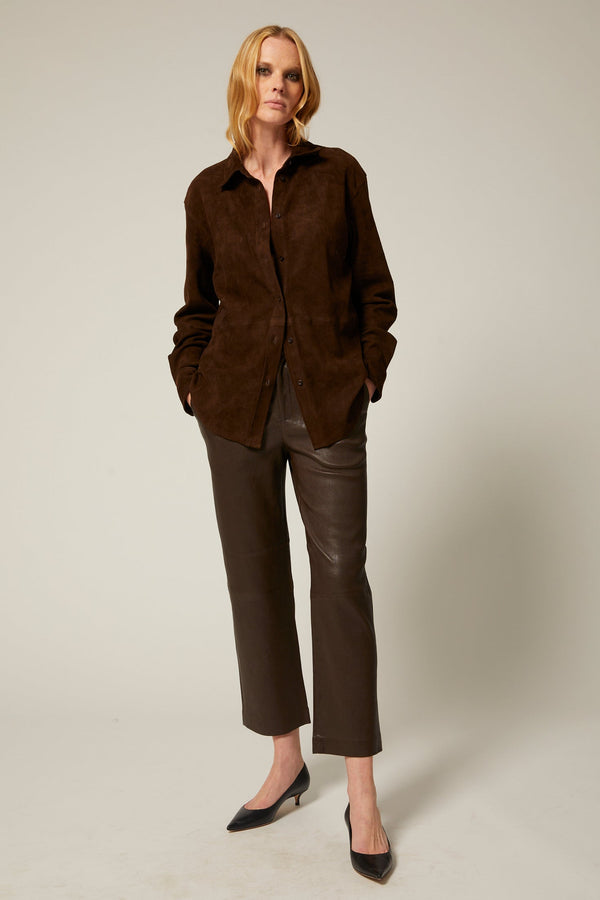 sprwmn Americano Leather Cropped Trousers Americano