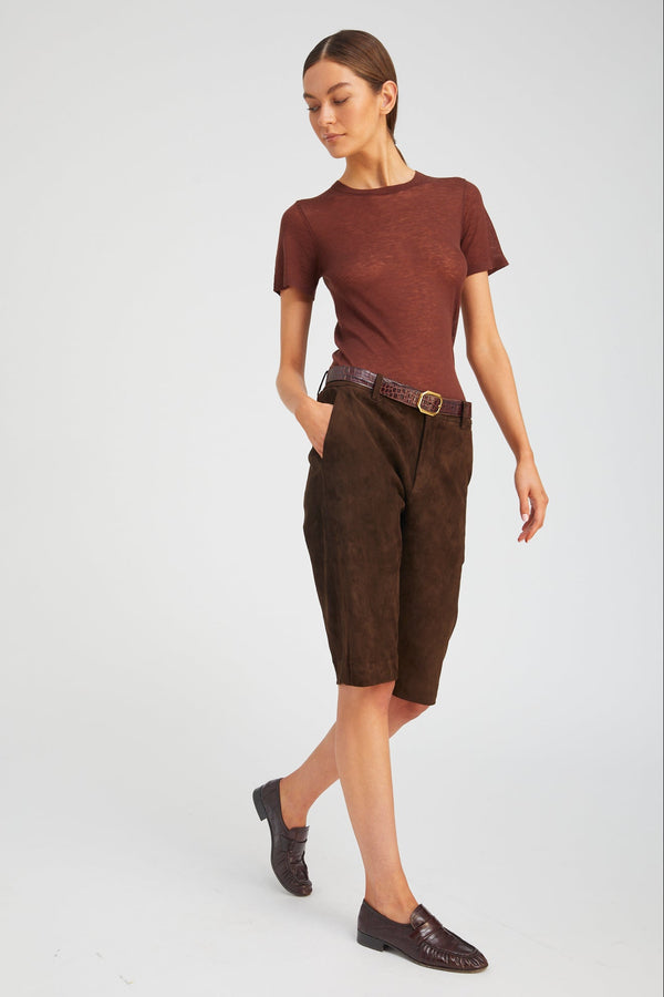 Sprwmn Americano Suede Bermuda Trouser Shorts AMERICANO