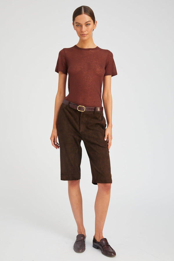 sprwmn Americano Suede Bermuda Trouser Shorts AMERICANO