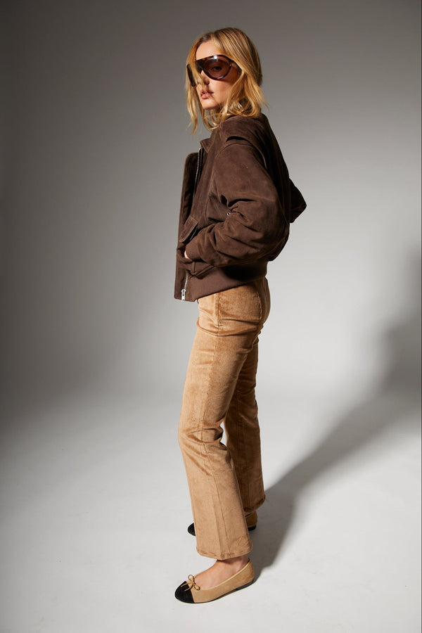 Sprwmn Americano Suede Cropped Aviator Bomber AMERICANO