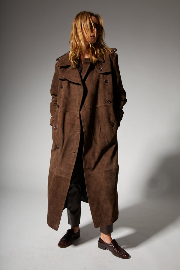 sprwmn Belle De Jour Americano Suede Trench Americano