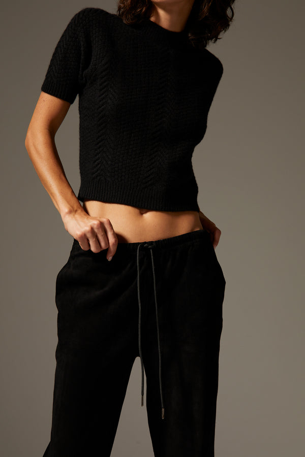 Sprwmn Black Cashmere Cable Knit Raglan Sweater Black