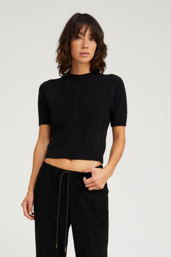 sprwmn Black Cashmere Cable Knit Raglan Sweater Black