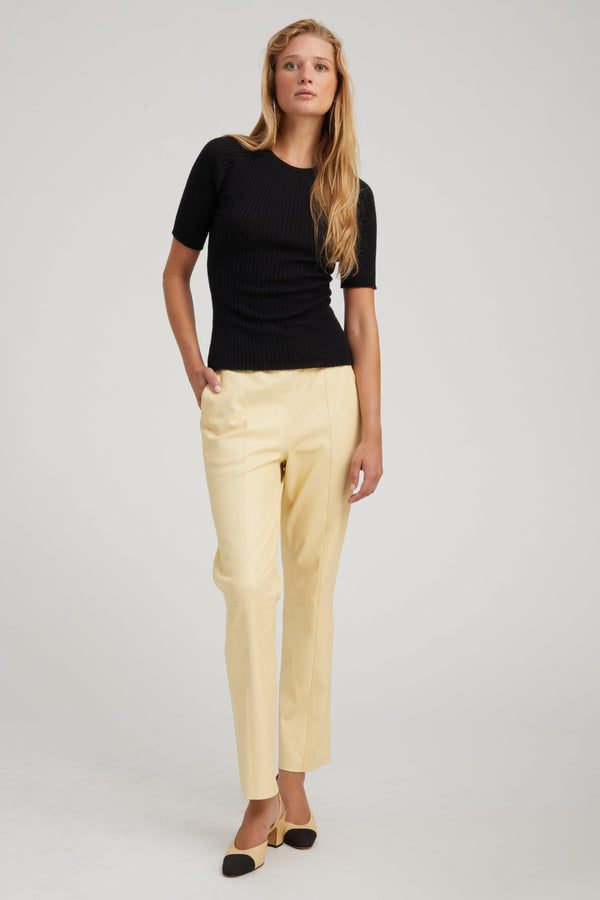 Sprwmn Butter Leather Sophia Pintuck Joggers Yellow