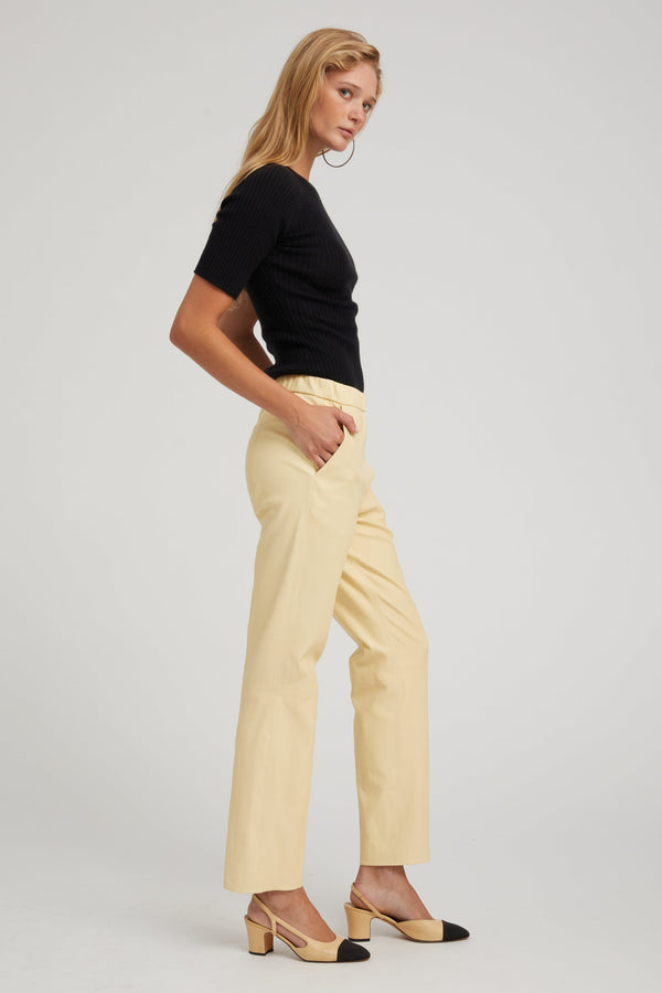 Sprwmn Butter Leather Sophia Pintuck Joggers Yellow