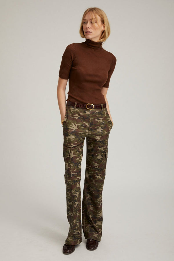 Sprwmn Camouflage Leather Cargo Trousers Camouflage