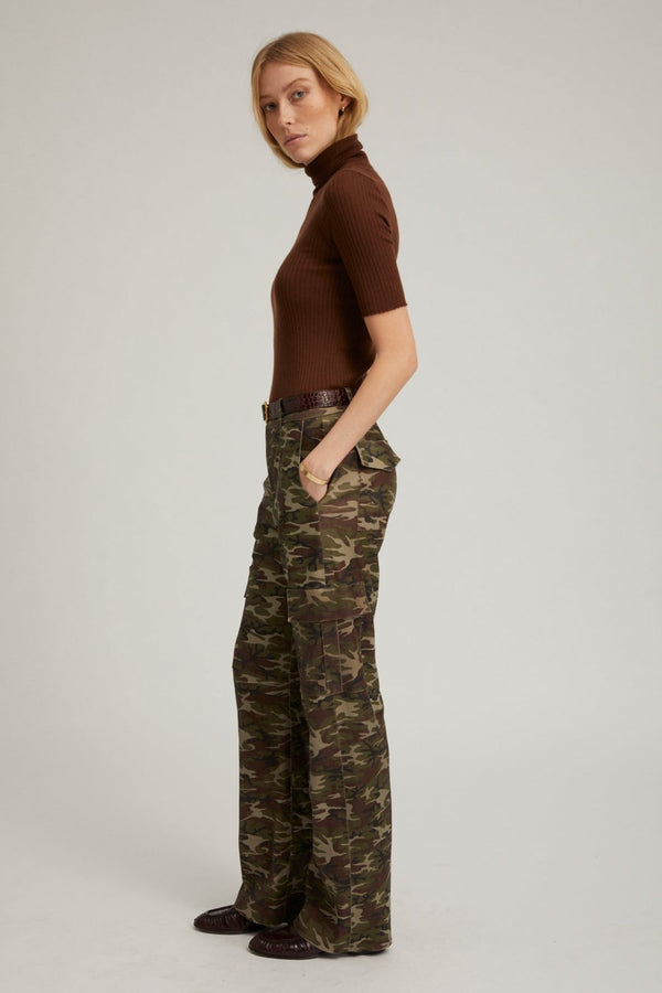 Sprwmn Camouflage Leather Cargo Trousers Camouflage