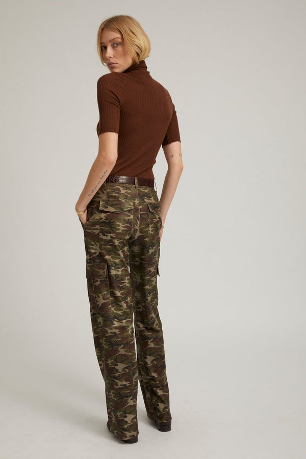 Sprwmn Camouflage Leather Cargo Trousers Camouflage