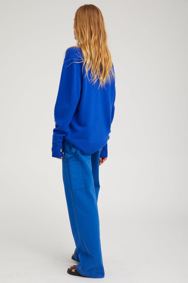 Sprwmn Cashmere V-Neck Boyfriend Sweater FRENCH BLUE