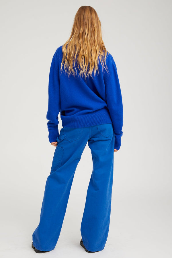 Sprwmn Cashmere V-Neck Boyfriend Sweater FRENCH BLUE