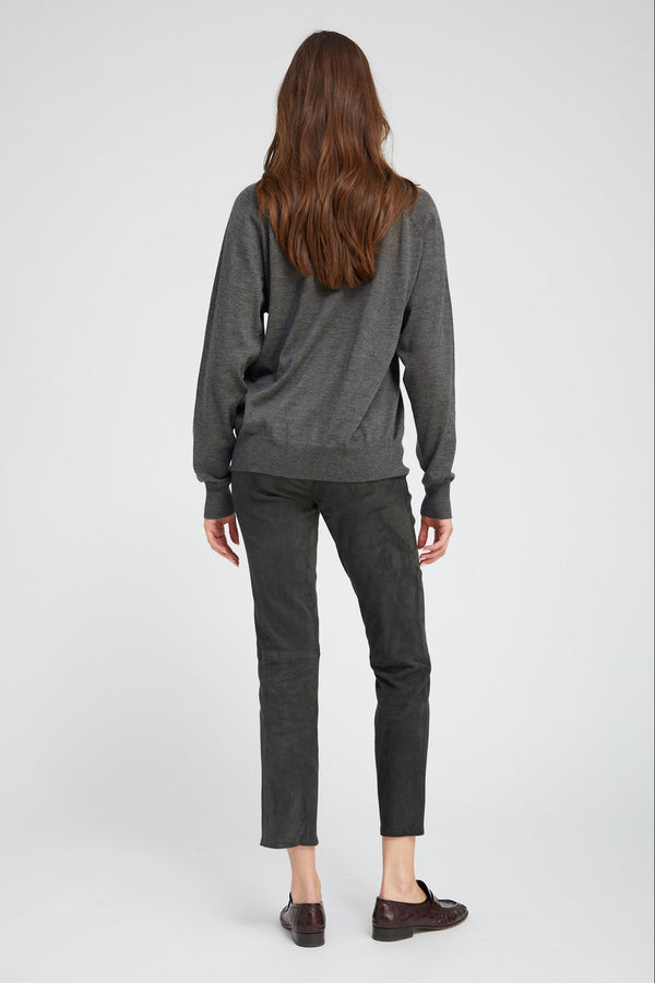 Sprwmn Charcoal Fine Cashmere Boyfriend Sweater CHARCOAL